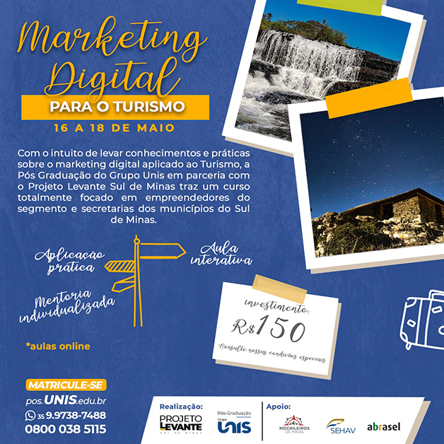 Curso de Marketing Digital para o Turismo busca auxiliar a atração de turistas para o Sul de Minas